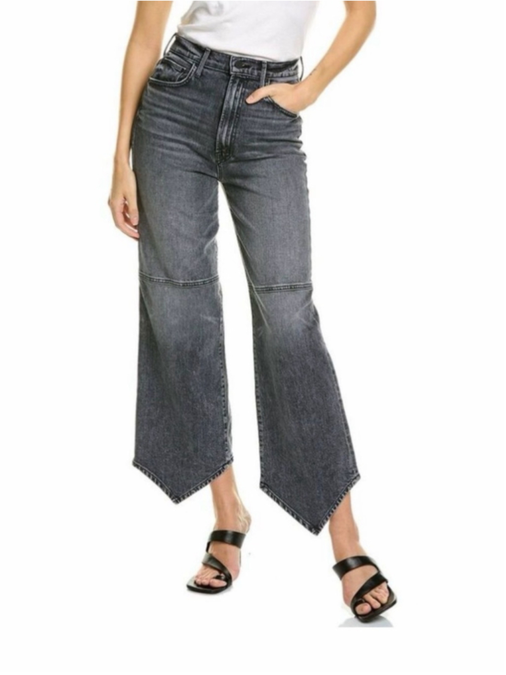 Mother Superior Denim The Dagger Flood womens 25 waist wide leg black ankle crop